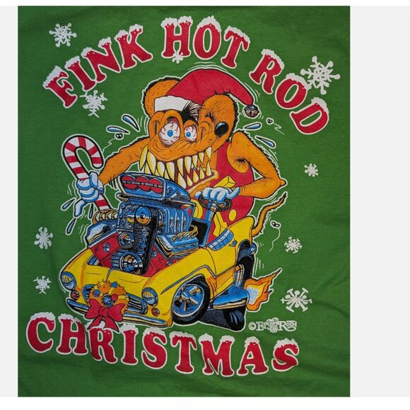 Ed Roth RAT FINK Christmas Holiday Santa Shirt Green Mens Size XL - Picture 4 of 4